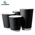 Ripple wall three layers high quality beverages paper coffee cups with lid manufacturer